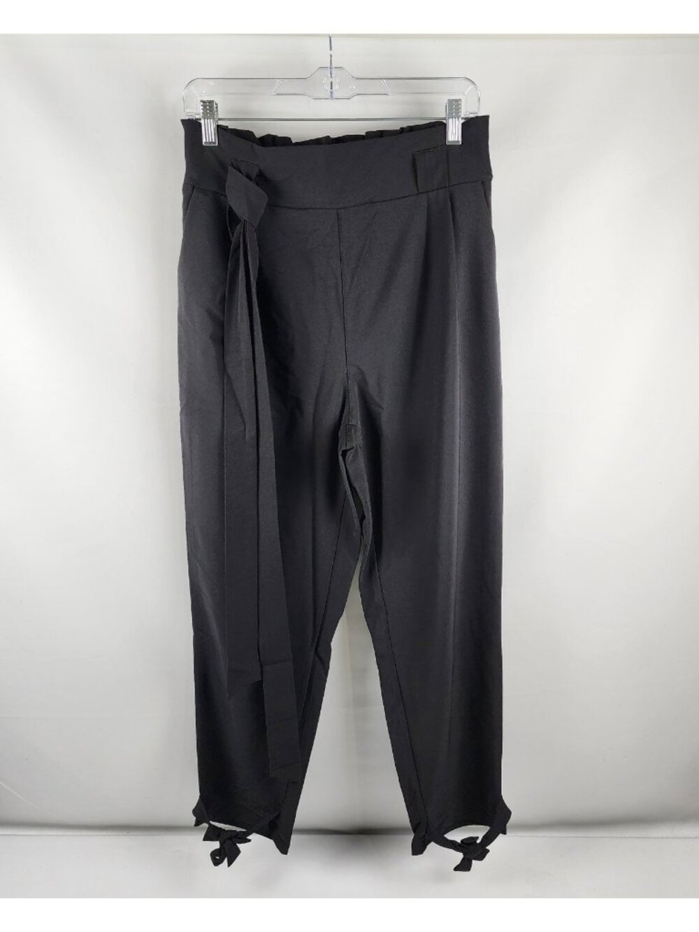 Grace Karin Pants Women Large Black High Waist Pencil Pants Bow Knot Pockets NWT